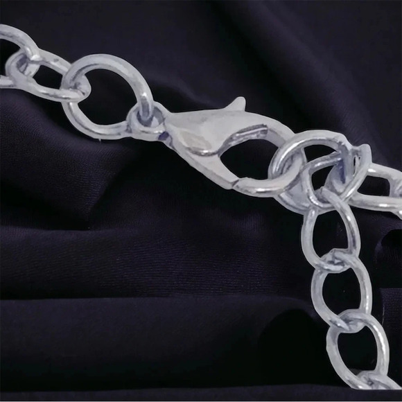 Rhinestone Faux Turquoise Necklace & Earring Silver Tone set - Picture 5 of 7